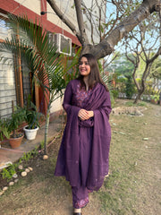 Purple embroidered Full suit set