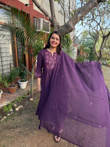 Purple embroidered Full suit set