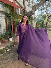 Purple embroidered Full suit set