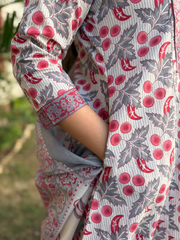 Cherry Print Yoke A-line Suit Set Pocket by MySanskritam