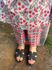 Cherry Print Yoke A-line Suit Set Pants by MySanskritam