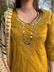Mustard embroidered Suit set