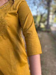 Mustard embroidered Suit set