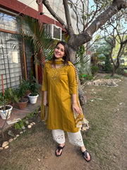 Mustard embroidered Suit set