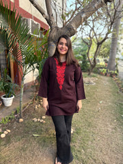 Coca-cola embroidered woollen short kurti