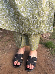 Pista Green A-line Full Suit Set Pants by Sanskritam