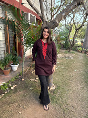 Coca-cola embroidered woollen short kurti