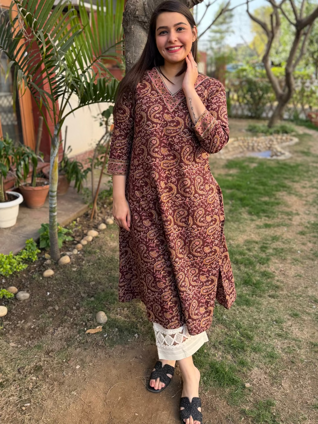 Brown Ambi aline kurta