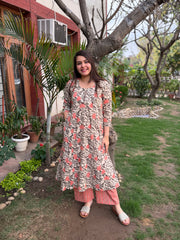 Peach floral Aline full suit set