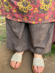 Brown floral suit set with designer duppata