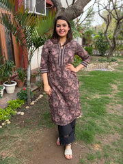 Dusty Brown Floral kurta