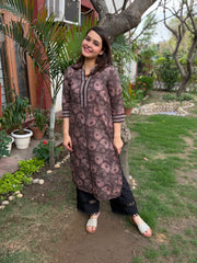 Dusty Brown Floral kurta