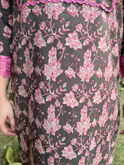 Grey magenta lace kurta