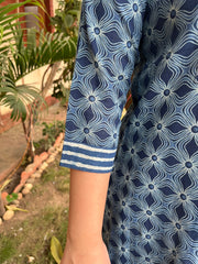 Indigo Blue Zigzag Yoke Kurta