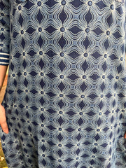 Indigo Blue Zigzag Yoke Kurta