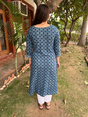 Indigo Blue Zigzag Yoke Kurta