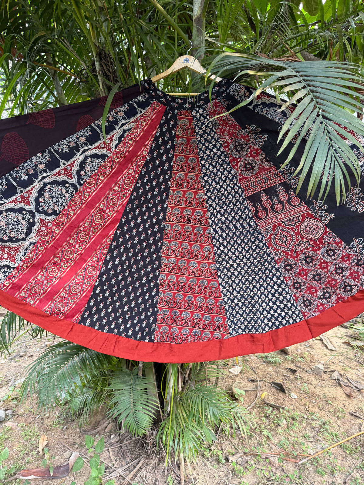 Black ajrakh multi kali skirt