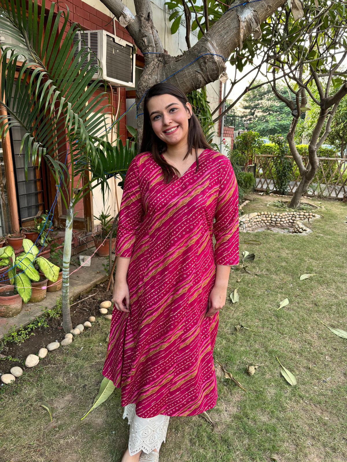 Magenta lehar aline kurta