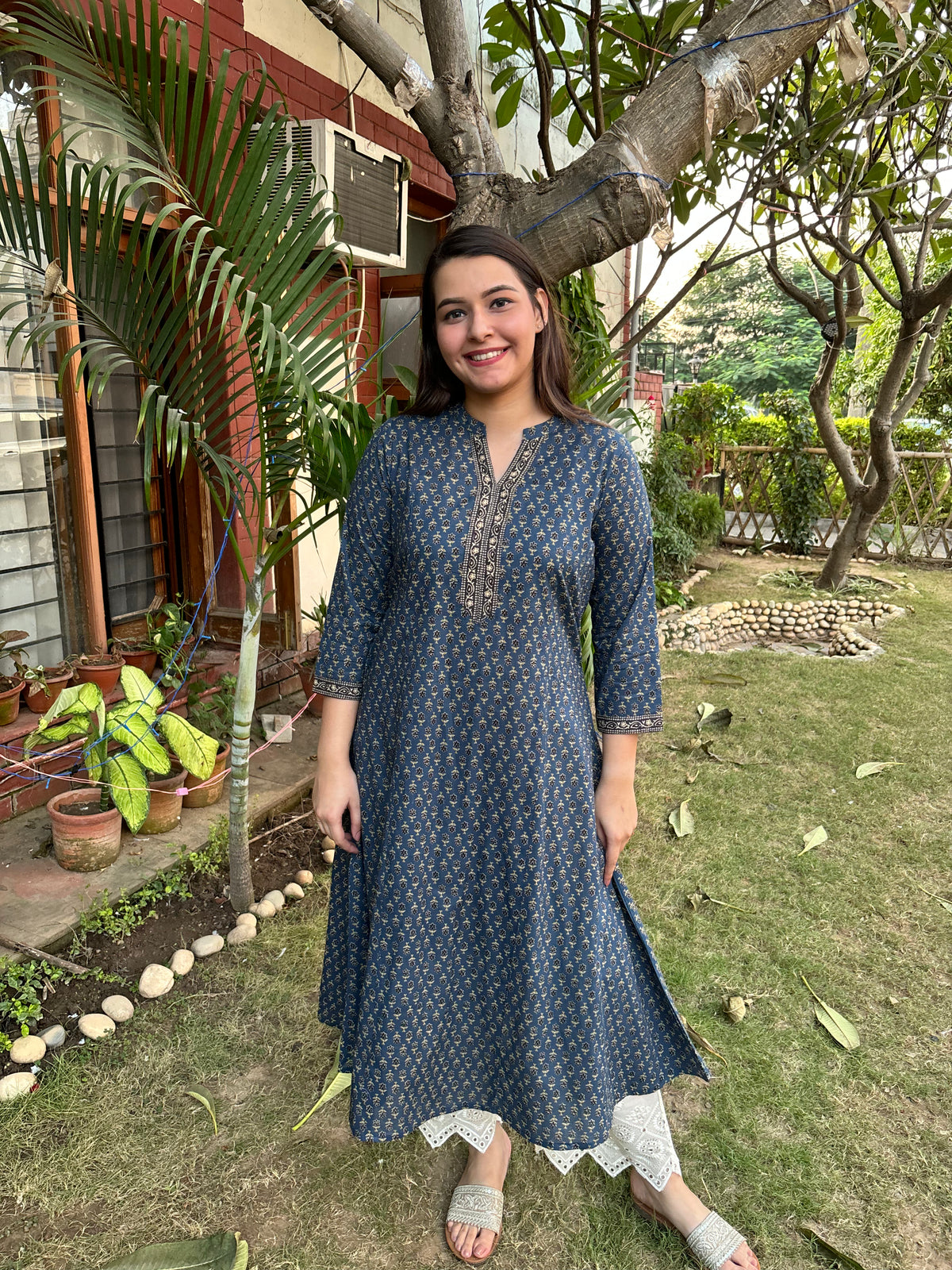 Blue floral Aline Kurta