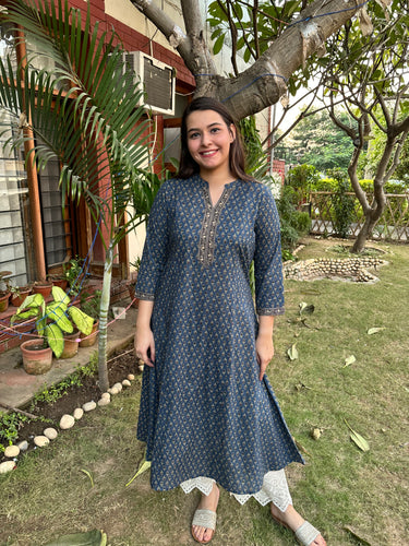 Blue floral Aline Kurta