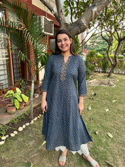Blue floral Aline Kurta