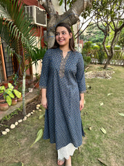 Blue floral Aline Kurta