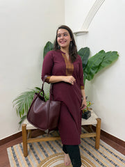 Maroon Narayanpeth border kurti