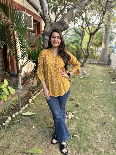 Mustard floral Button shirt