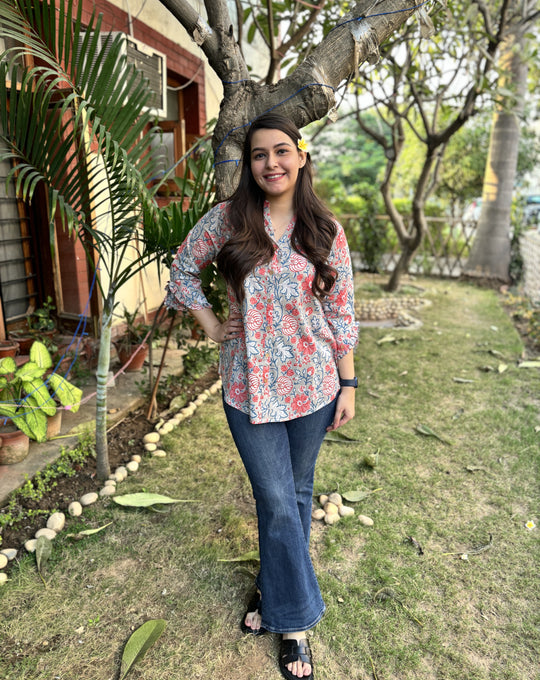 Pastel Blue floral shirt