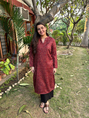 Maroon ambi woollen kurta