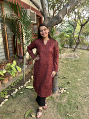 Maroon ambi woollen kurta