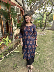 Indigo flower tassel kurta