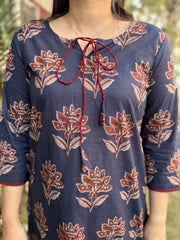 Indigo flower tassel kurta