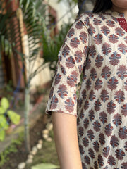Cream Maroon buta Kurta
