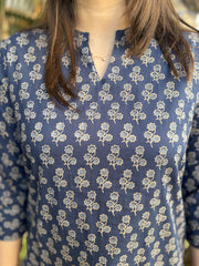 Blue flower printed kurta