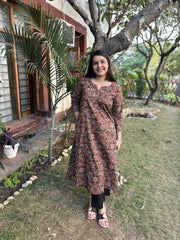 Mehendi green floral Print aline kurta