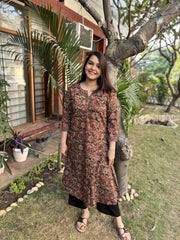 Mehendi green floral Print aline kurta