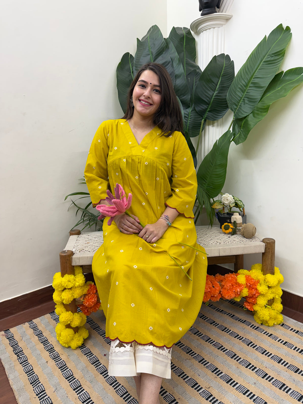 Nimbu peela south cotton Aline kurta
