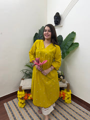 Nimbu peela south cotton Aline kurta