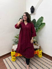 Maroon buti south cotton Aline kurta
