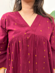 Maroon buti south cotton Aline kurta
