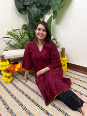 Maroon buti south cotton Aline kurta