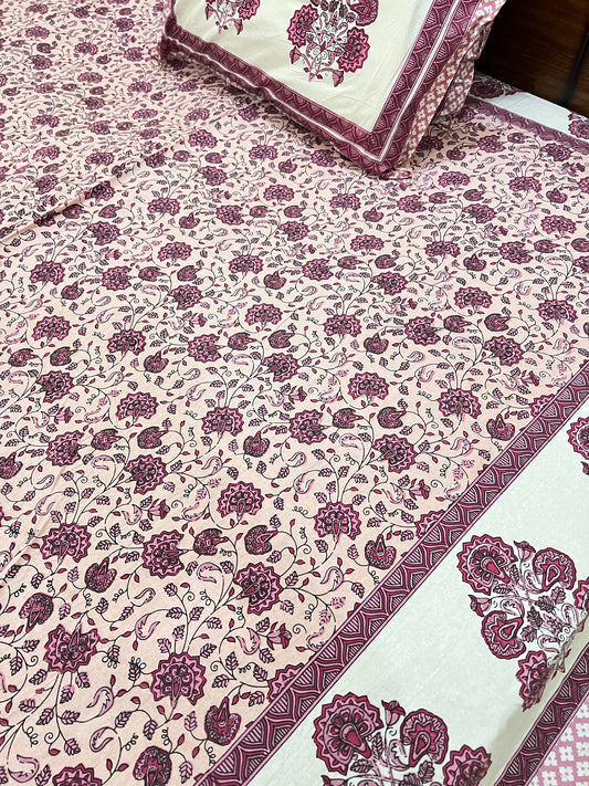Powder pink floral bedsheet