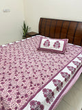 Powder pink floral bedsheet with border