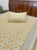 Pastel Lemon grey geometric print bedsheet