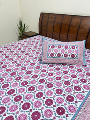 Pink Multi Flower Bedsheet - MYSANSKRITAM