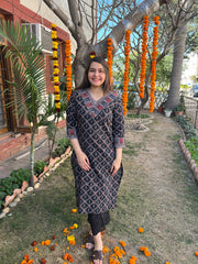 Black Jaal Handblock Kurta