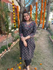 Black Jaal Handblock Kurta