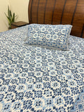 Shades of Blue Geometric Bedsheet - MYSANSKRITAM