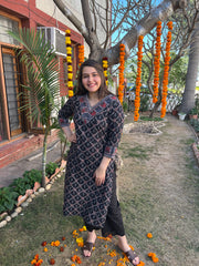 Black Jaal Handblock Kurta